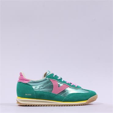 Victoria Saturno Metallic Retro Trainer - Jade